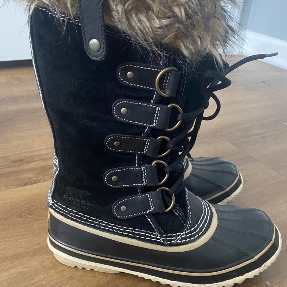Sorel Joan of Arctic Black Fur-Lined Winter Boots Waterproof - Picture 3 of 6
